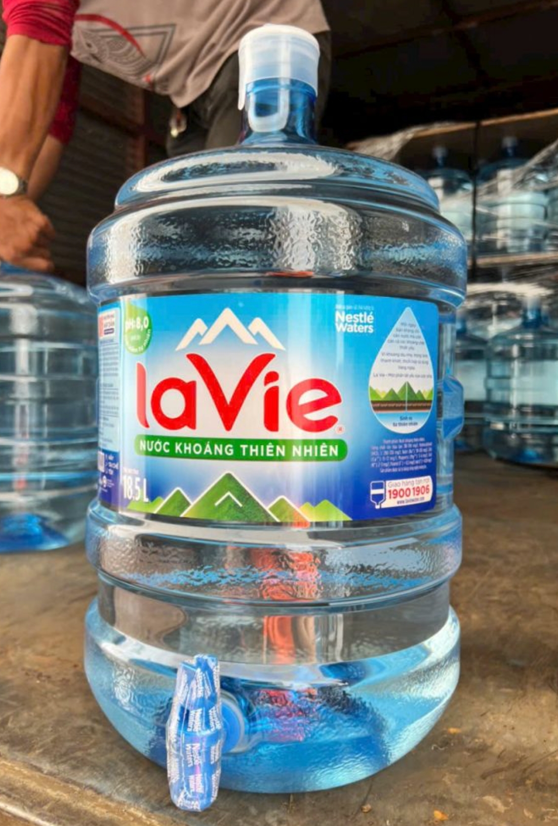 A 20-litre Lavie bottled water dispenser, a common sight in Vietnamese homes.